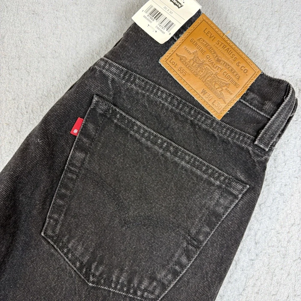 Levis Premium Men 555 Relax Fit Straight Leg Jeans 30x30 Black NWT 100% Cotton